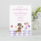 Invitation Fête d'anniversaire Candy Aquarelle (Debout devant)