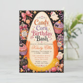 Invitation Fête d'anniversaire Candy Corn (Debout devant)