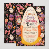 Invitation Fête d'anniversaire Candy Corn (Devant / Derrière)