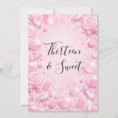 Invitation Fête d'anniversaire Candy Dream Bubblegum Rose (Dos)