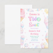 Invitation Fête d'anniversaire Candy pastel pour deux ans (Devant / Derrière)