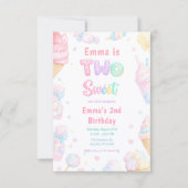 Invitation Fête d'anniversaire Candy pastel pour deux ans (Devant)