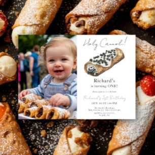 Invitation Fête d'anniversaire Cannoli à l'aquarelle 1 an