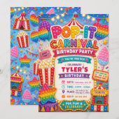 Invitation Fête d'anniversaire Carnaval Pop-It (Devant / Derrière)