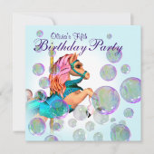 Invitation Fête d'anniversaire Carousel Pony Girls (Devant)
