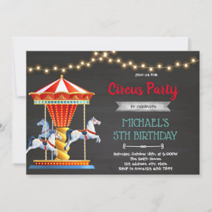 Invitation fête d'anniversaire carrousel de carnaval