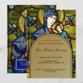 Invitation Fête d'anniversaire catholique vitrail (Devant / Derrière)