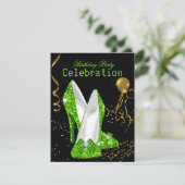 Invitation Fête d'anniversaire Célébration Vert Citron Doré P (Debout devant)