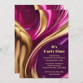 Invitation Fête d'anniversaire-C'est la fête Flow Abstrait te (Devant / Derrière)