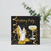 Invitation Fête d'anniversaire Champagne Gold Chaussures (Debout devant)