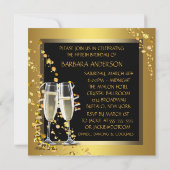 Invitation Fête d'anniversaire Champagne Or Noir (Dos)