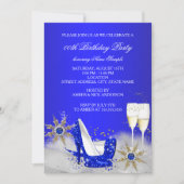 Invitation Fête d'anniversaire Champagne Royal Blue High Heur (Devant)