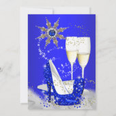 Invitation Fête d'anniversaire Champagne Royal Blue High Heur (Dos)