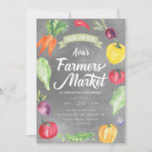 Invitation Fête d'anniversaire champêtre aquarelle au marché  (Devant)