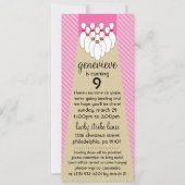 Invitation Fête d'anniversaire chanceuse de bowling de grève (Devant)