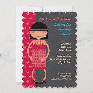 Invitation Fête d'anniversaire Charleston Chic pour fille