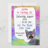 Invitation Fête d'anniversaire chaton punk mignon drôle  (Dos)