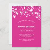 Invitation fête d'anniversaire chaud rose blanc étoiles fille (Devant)