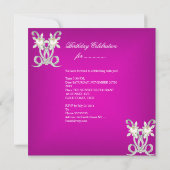 Invitation Fête d'anniversaire Chaud Rose Blanc Perle Argent (Dos)