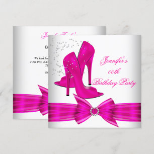 Invitation Fête d'anniversaire chaussure à talon haut rose ch