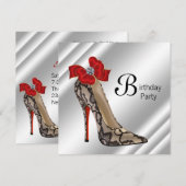 Invitation Fête d'anniversaire Chaussure à talon haut rouge n (Devant / Derrière)