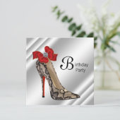 Invitation Fête d'anniversaire Chaussure à talon haut rouge n (Debout devant)