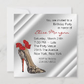 Invitation Fête d'anniversaire Chaussure à talon haut rouge n (Dos)