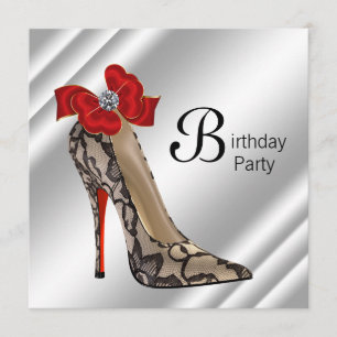 Invitation Fête d'anniversaire Chaussure à talon haut rouge n