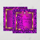Invitation Fête d'anniversaire chaussure à talon rose léopard (Devant / Derrière)