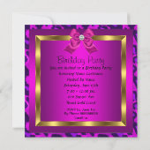 Invitation Fête d'anniversaire chaussure à talon rose léopard (Dos)