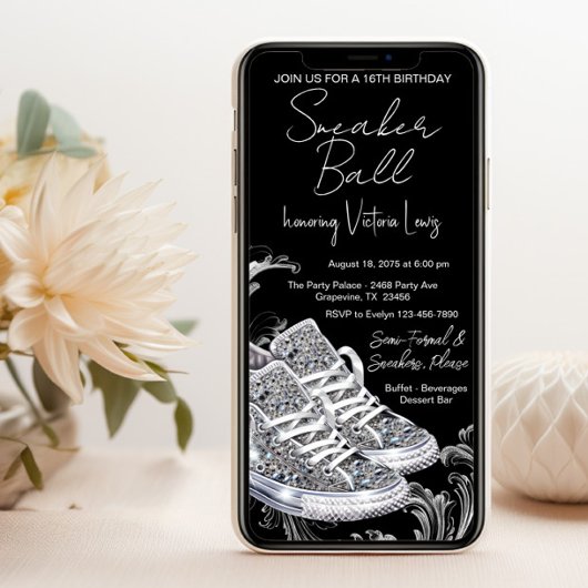 Invitation Fête d'anniversaire chaussure de diamant de téléph