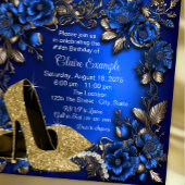 Invitation Fête d'anniversaire chaussure or bleu royal femme