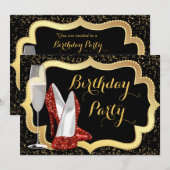 Invitation Fête d'anniversaire chaussure rouge à talon haut (Devant / Derrière)