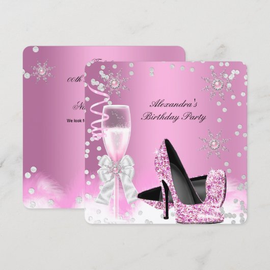 Invitation Fête d'anniversaire Chaussures à talons hauts Cham (Devant / Derrière)