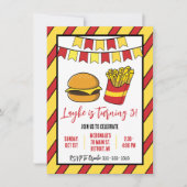 Invitation Fête d'anniversaire Cheeseburger et Frites (Devant)