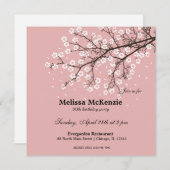Invitation Fête d'anniversaire Cherry Blossom (Devant / Derrière)