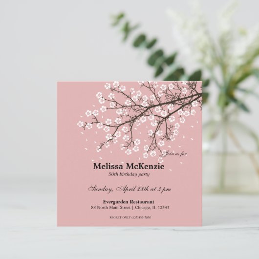 Invitation Fête d'anniversaire Cherry Blossom (Debout devant)