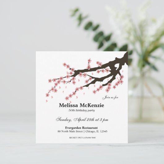 Invitation Fête d'anniversaire Cherry Blossom (Debout devant)