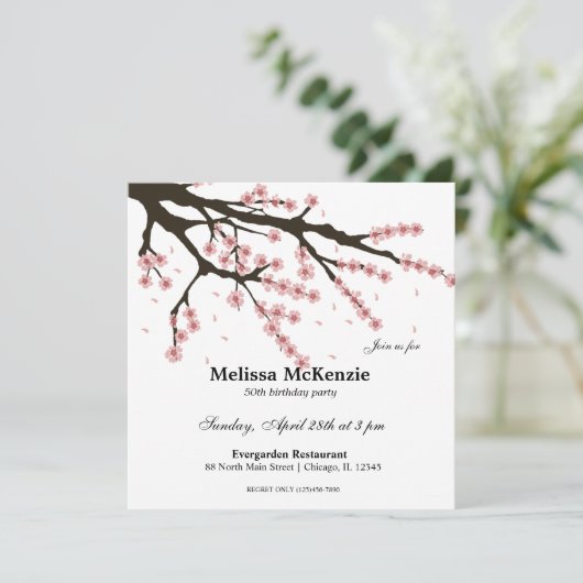 Invitation Fête d'anniversaire Cherry Blossom (Debout devant)