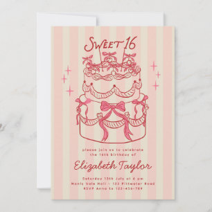 Invitation Fête d'anniversaire Cherry Sweet Sixteen