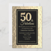 Invitation Fête d'anniversaire Chic 50 & Fabuleuse Or (Devant)