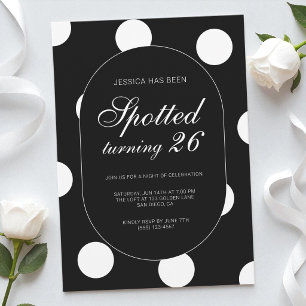 Invitation Fête d'anniversaire chic à pois 26 ans