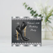 Invitation Fête d'anniversaire Chic Black (Debout devant)
