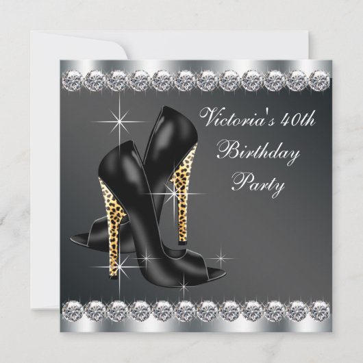 Invitation Fête d'anniversaire Chic Black (Devant)