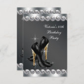 Invitation Fête d'anniversaire Chic Black (Devant / Derrière)