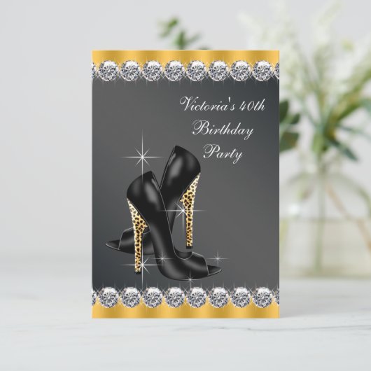 Invitation Fête d'anniversaire Chic Black (Debout devant)