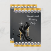 Invitation Fête d'anniversaire Chic Black (Devant / Derrière)