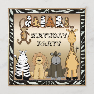 Invitation Fête d'anniversaire chic d'animaux mignons de