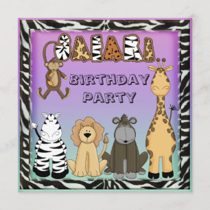 Invitation Fête d'anniversaire chic d'animaux mignons de