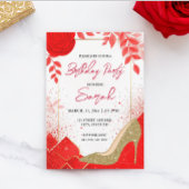 Invitation fête d'anniversaire chic glam rouge or parties sci